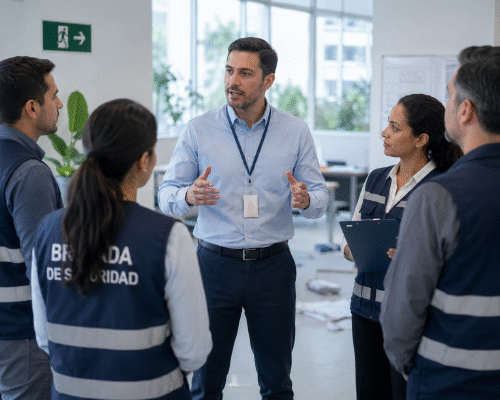 Empresa después de un sismo realizando evaluación de daños en sus instalaciones.